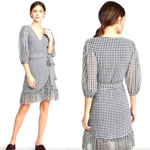 Ganni gingham mini wrap dress